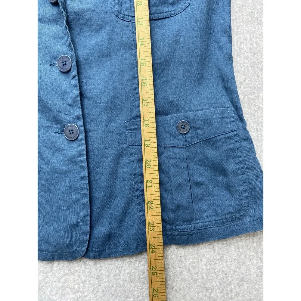 Lauren Ralph Lauren Blazer Womens 6P Blue 100%‎ Linen Utility Safari Jacket